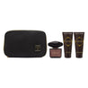 Versace Crystal Noir by Versace for Women 4 Piece Set Includes: 3.3 oz Eau de Toilette Spray + 3.4 oz Body Lotion + 3.4 oz Bath and Shower Gel  + Travel Beauty Bag